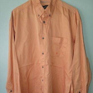 Men's Peach Orange Twenty X 20X Wrangler Button Up Western Shirt Size XL